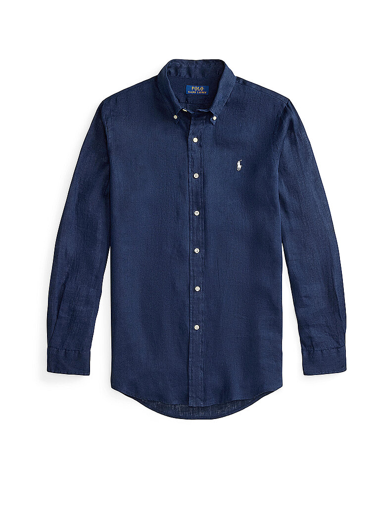 Chemise en lin coupe personnalisée bleu marine S