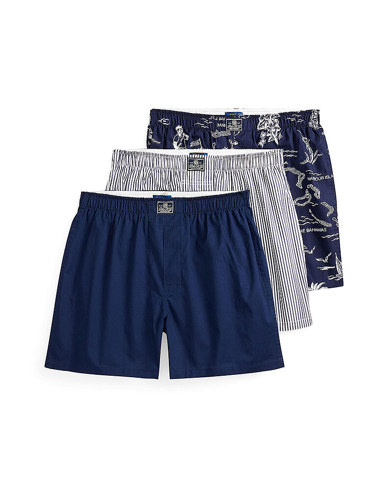Boxershorts Lot de 3 rayé / ours bleu marine S