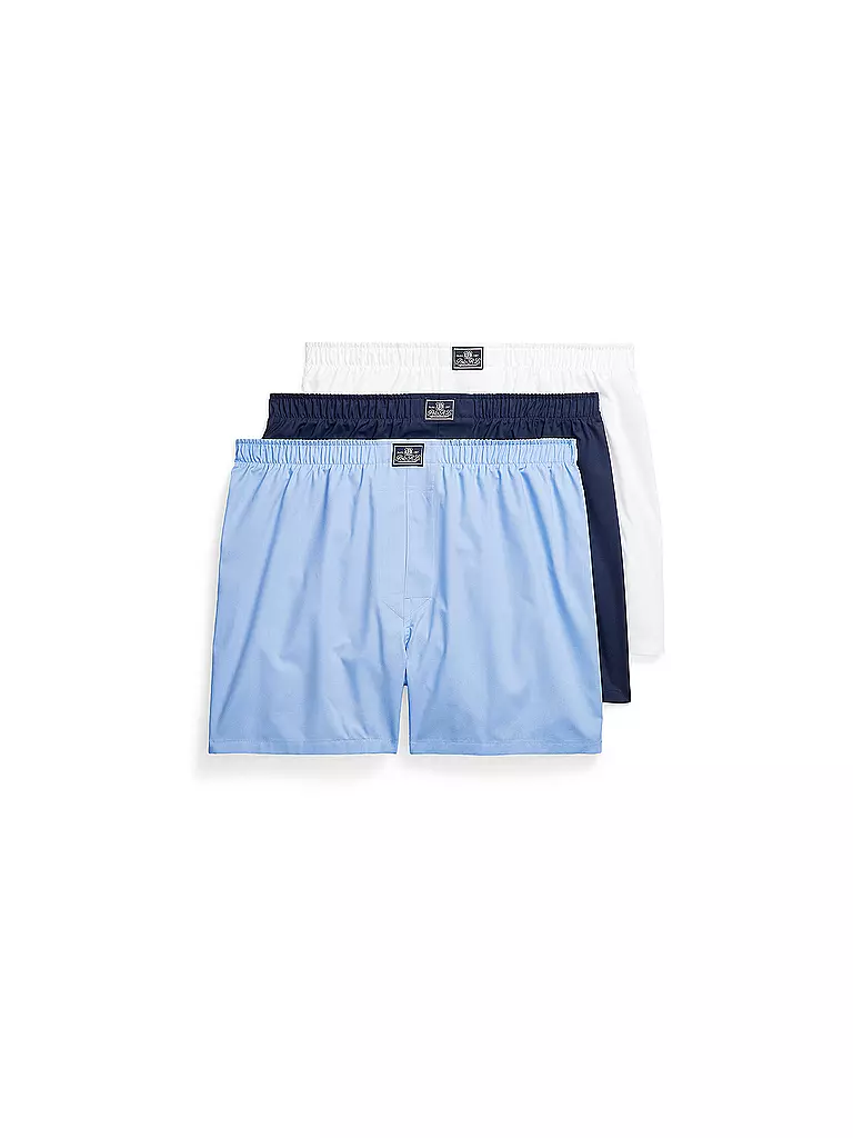 POLO RALPH LAUREN | Boxershorts Lot de 3 blanc bleu clair marine | Bleu clair
