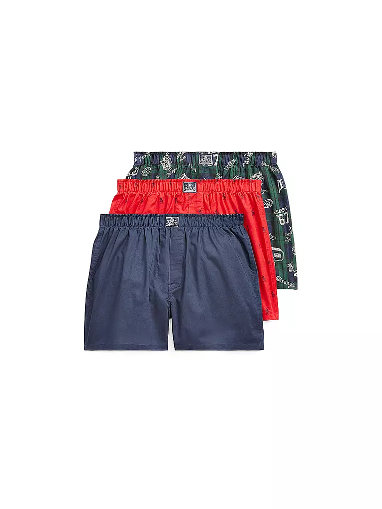 POLO RALPH LAUREN | Boxershorts Lot de 3 bleu rouge à motifs | Bleu foncé