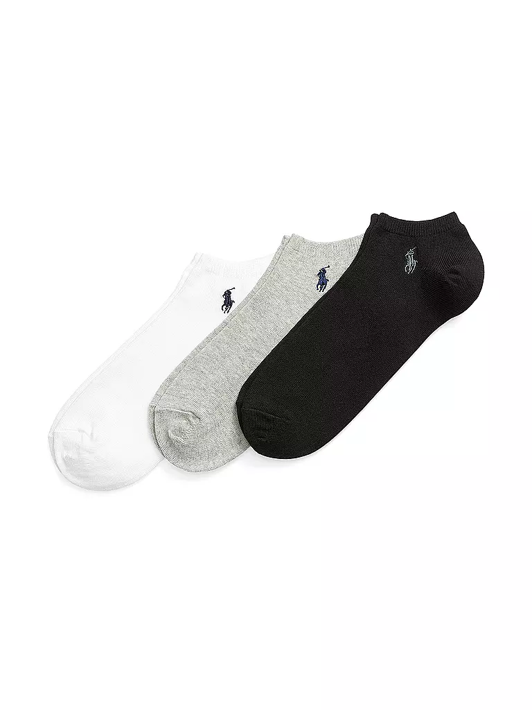 POLO RALPH LAUREN | Chaussettes sneaker, lot de 3, noir, gris, blanc | Noir