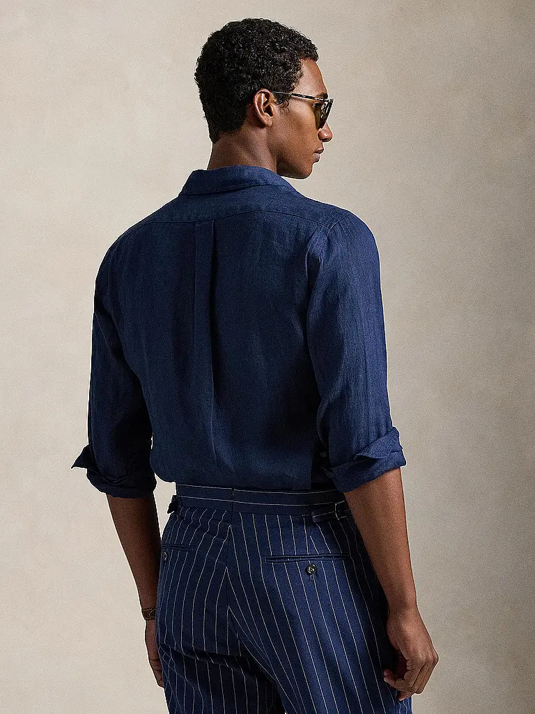 POLO RALPH LAUREN | Chemise en lin coupe personnalisée | Bleu foncé