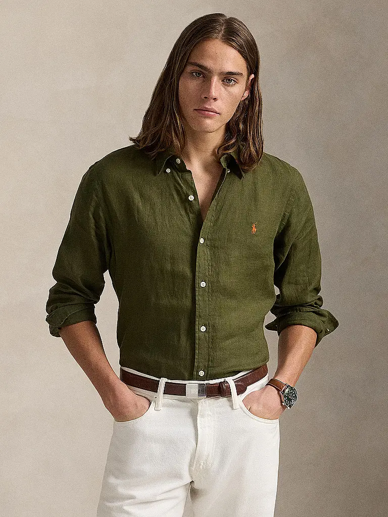 POLO RALPH LAUREN | Chemise en lin coupe personnalisée | Olive