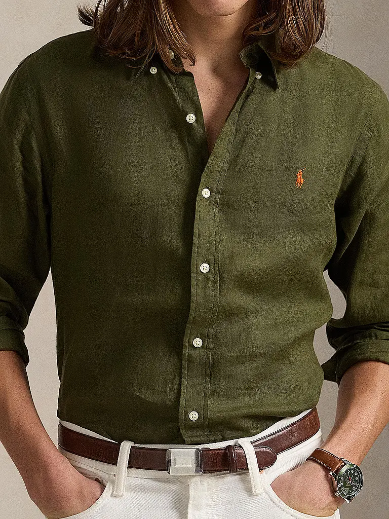 POLO RALPH LAUREN | Chemise en lin coupe personnalisée | Olive