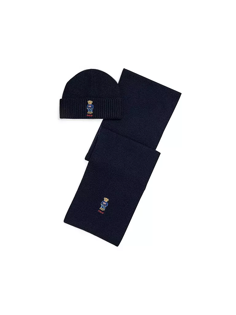 POLO RALPH LAUREN | Coffret cadeau bonnet et écharpe | Bleu foncé