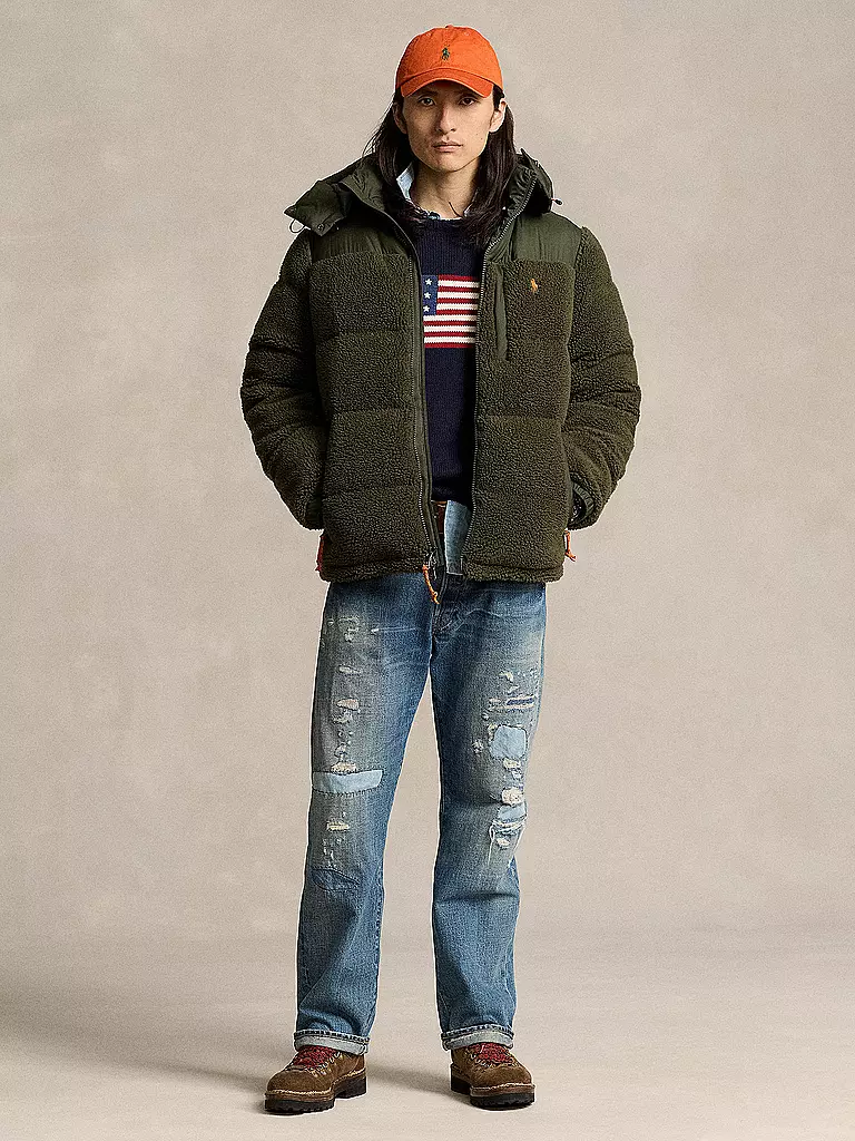 POLO RALPH LAUREN | Daunenjacke in Felloptik ELCAP TEDDY | Olive