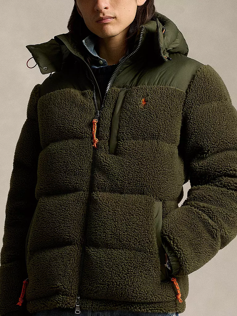 POLO RALPH LAUREN | Daunenjacke in Felloptik ELCAP TEDDY | Olive