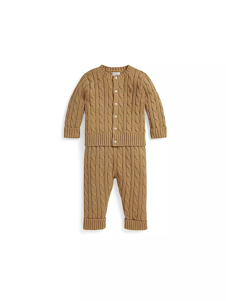 POLO RALPH LAUREN | Ensemble bébé 2 pièces cardigan et pantalon | camel