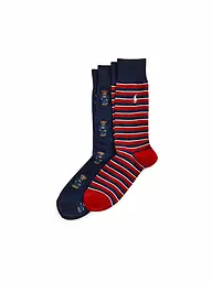 POLO RALPH LAUREN | Lot de 2 paires de chaussettes bleu marine ours / rayures | Bleu foncé
