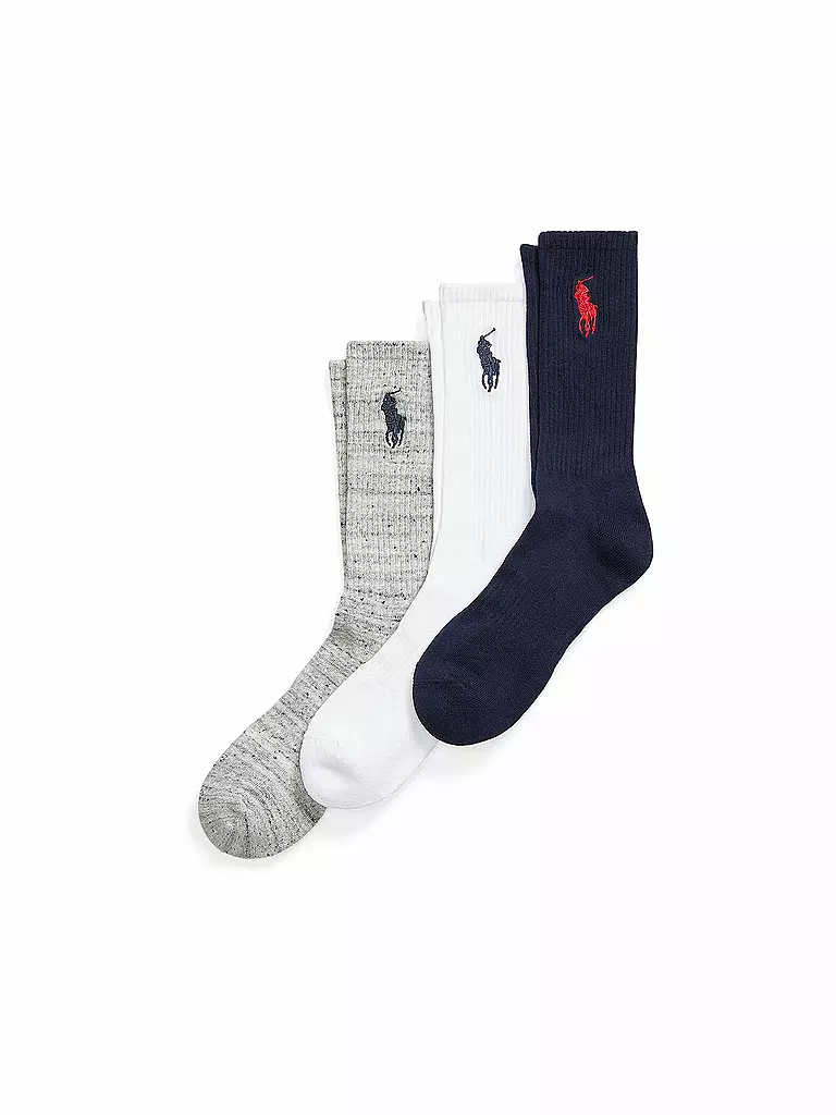 POLO RALPH LAUREN | Lot de 3 paires de chaussettes bleu marine/blanc/gris | Multicolore