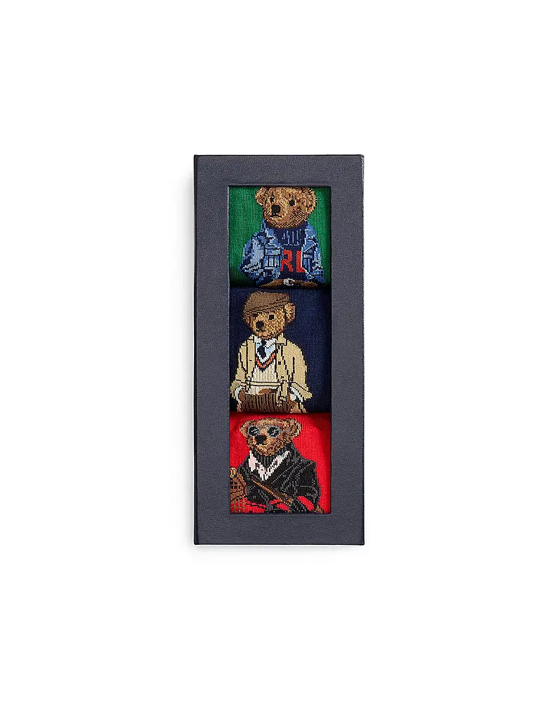 POLO RALPH LAUREN | Lot de 3 paires de chaussettes vert / marine / rouge |