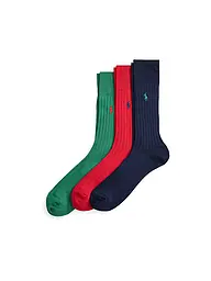 POLO RALPH LAUREN | Lot de 3 paires de chaussettes vert / rouge / marine | Multicolore