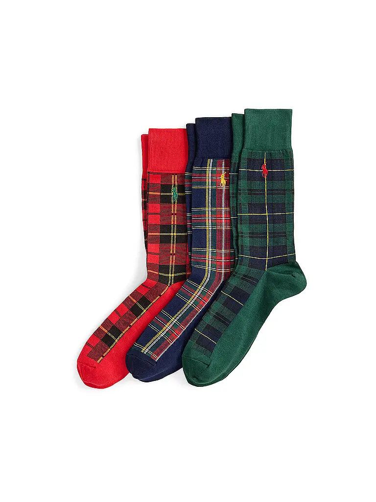 POLO RALPH LAUREN | Lot de 3 paires de chaussettes wine / green / royal | Multicolore