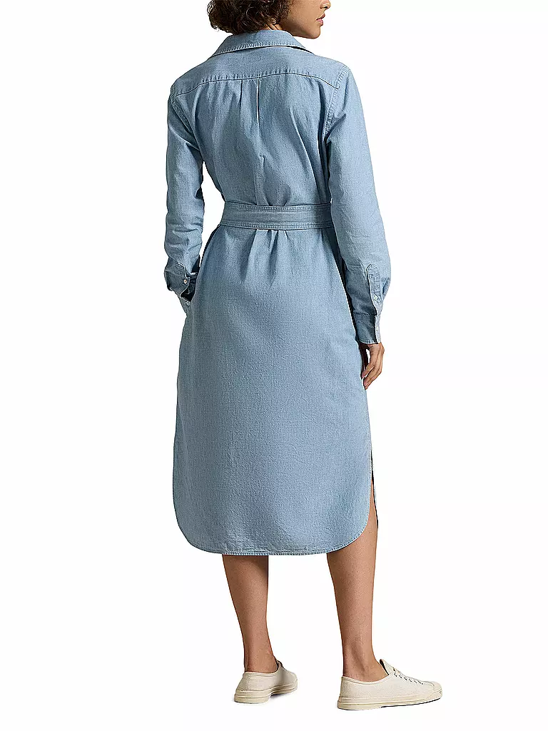 POLO RALPH LAUREN | Nom du produit: Robe midi
Marque: POLO RALPH LAUREN
Couleur: bleu
Catégories: Mode,Femme

Longueur des manches: Manches longues
Matière: Coton
Forme du col: Col chemisier
Motif: Uni
Coupe (vêtements d'extérieur): Regular
Style & Occasion: Loisirs
Styl | 