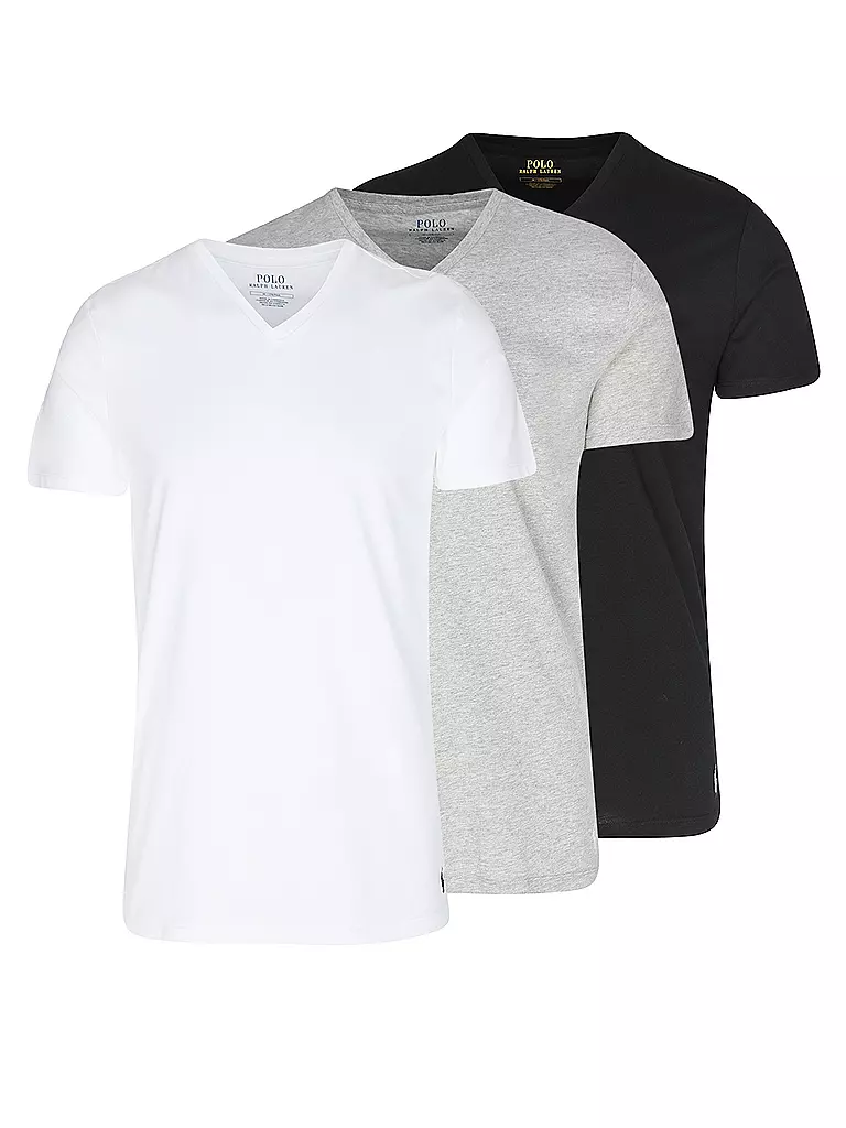 POLO RALPH LAUREN | T-shirt lot de 3 blanc gris noir | weiss
