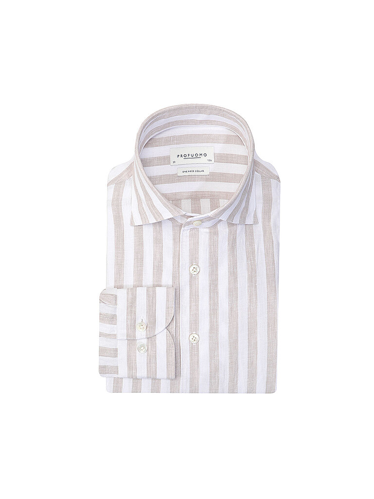 Profuomo Chemise en lin beige 40