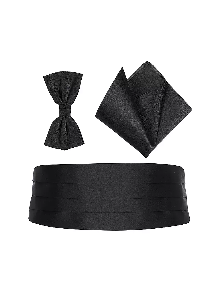 PROFUOMO | Ensemble ceinture de smoking, nœud papillon et pochette de costume | Noir