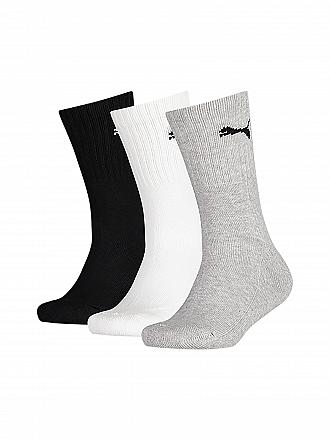 PUMA | Chaussettes de sport pour enfants, lot de 3, gris, blanc, noir
