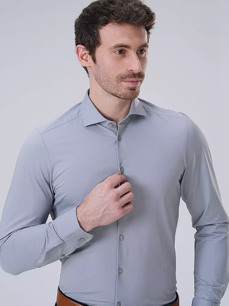 PURE | Jerseyhemd Slim Fit  | Gris