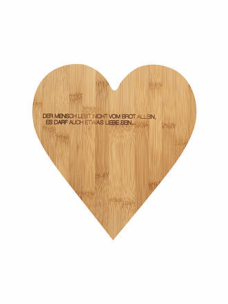 RAEDER | Planche à découper cœur moyenne "L'homme ne vit pas que de pain..." 29x26cm