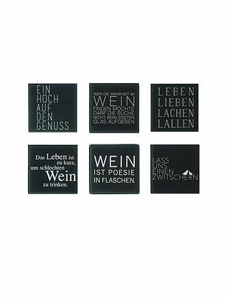 RAEDER | Set de 6 sous-verres WEIN TEXT 10x10cm Noir