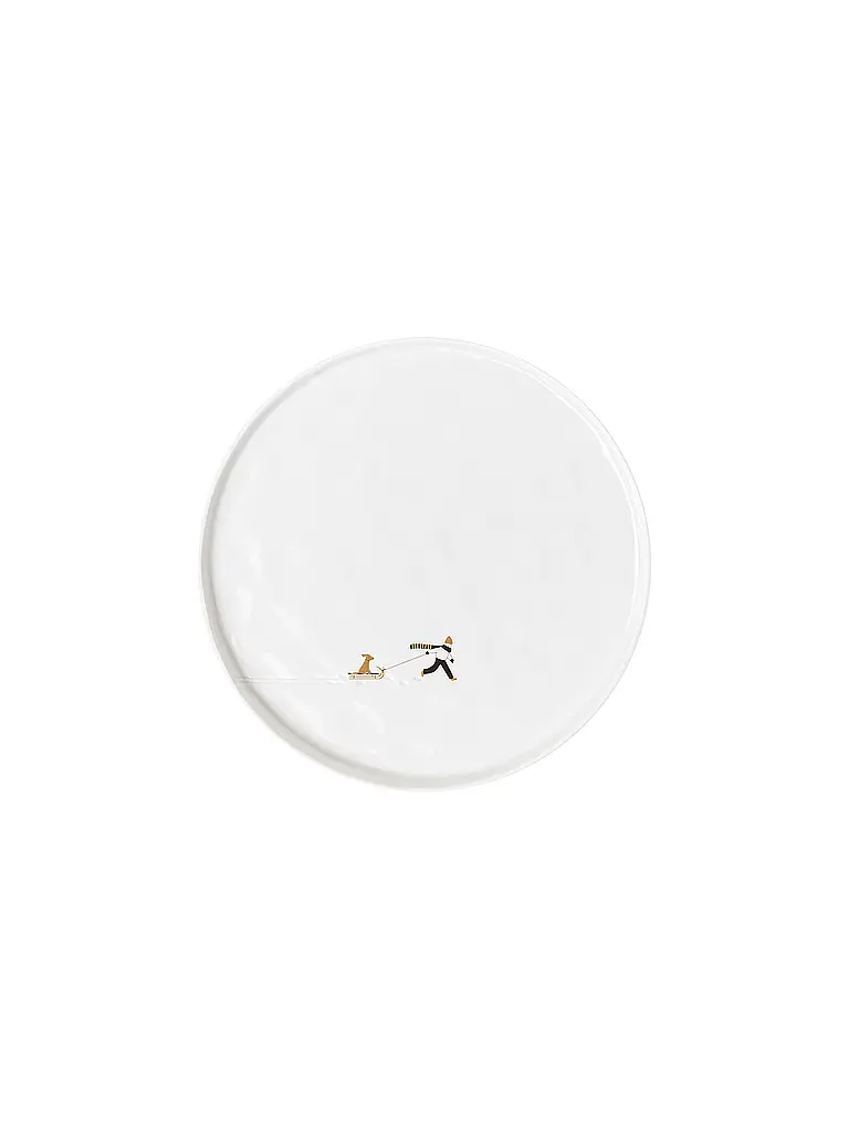 RAEDER | Assiette JOUR DE NEIGE 22cm traîneau à chiens | Blanc