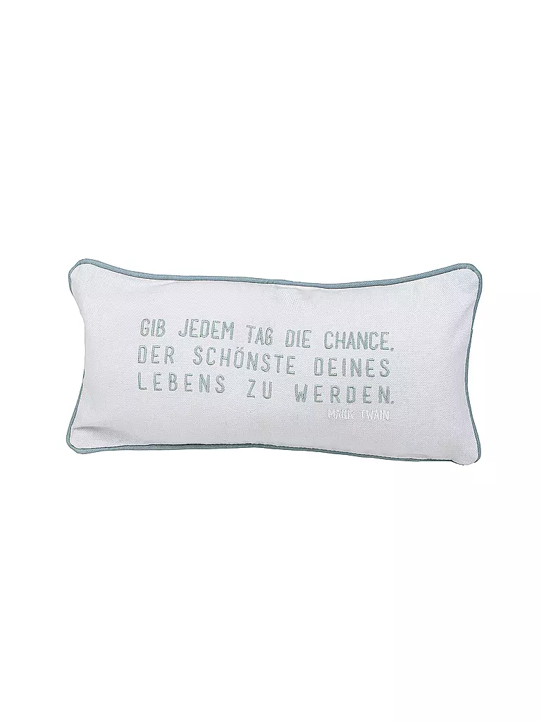 RAEDER | Coussin garni TRAUMKISSEN 33x17cm Donne une chance à chaque jour | Gris clair