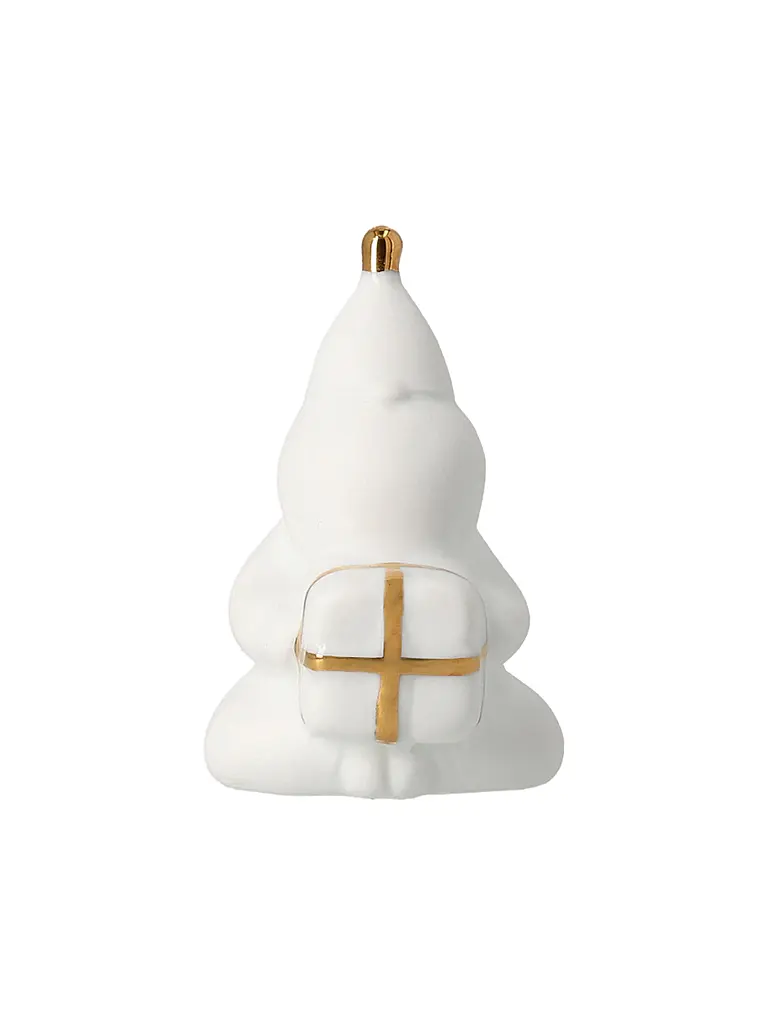 RAEDER | Figurine de Noël en porcelaine, Père Noël emballant des cadeaux | Blanc