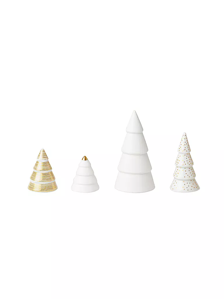 RAEDER | Figurines de Noël, ensemble de 4 sapins en porcelaine | Blanc