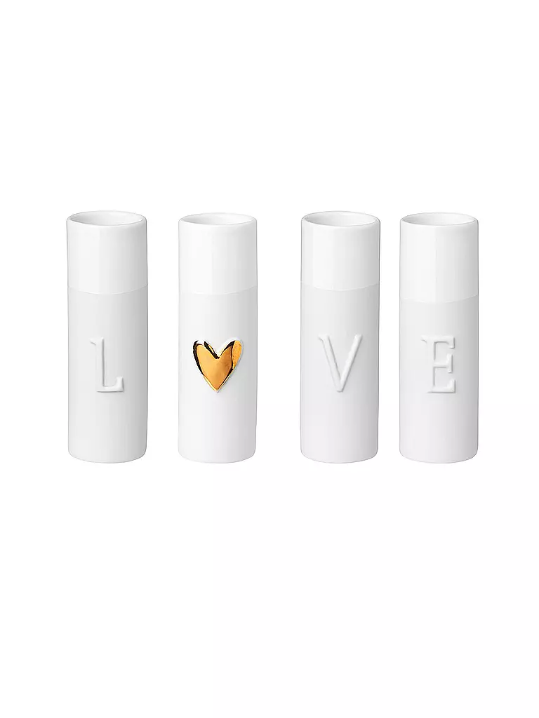 RAEDER | Mini vases LOVE, lot de 4, 9 cm | weiss