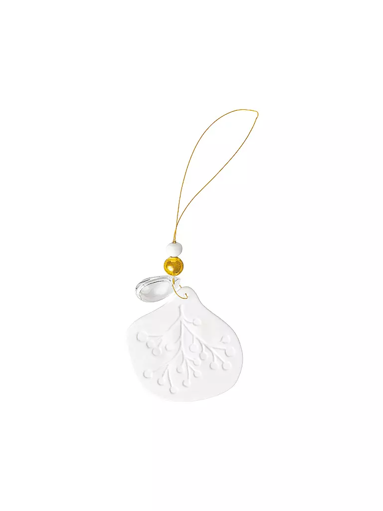 RAEDER | Ornement en porcelaine 5,5x6cm WINTERZAUBER Branche de baies | weiss