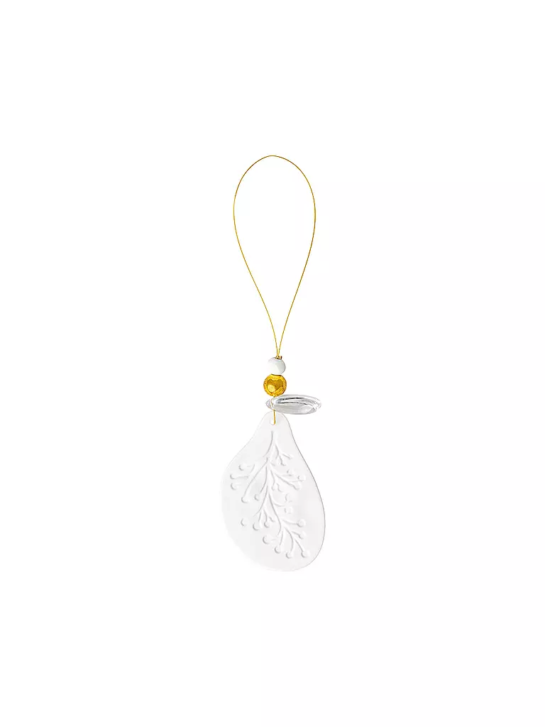 RAEDER | Ornement en porcelaine 7x4,3cm WINTERZAUBER Branche | weiss