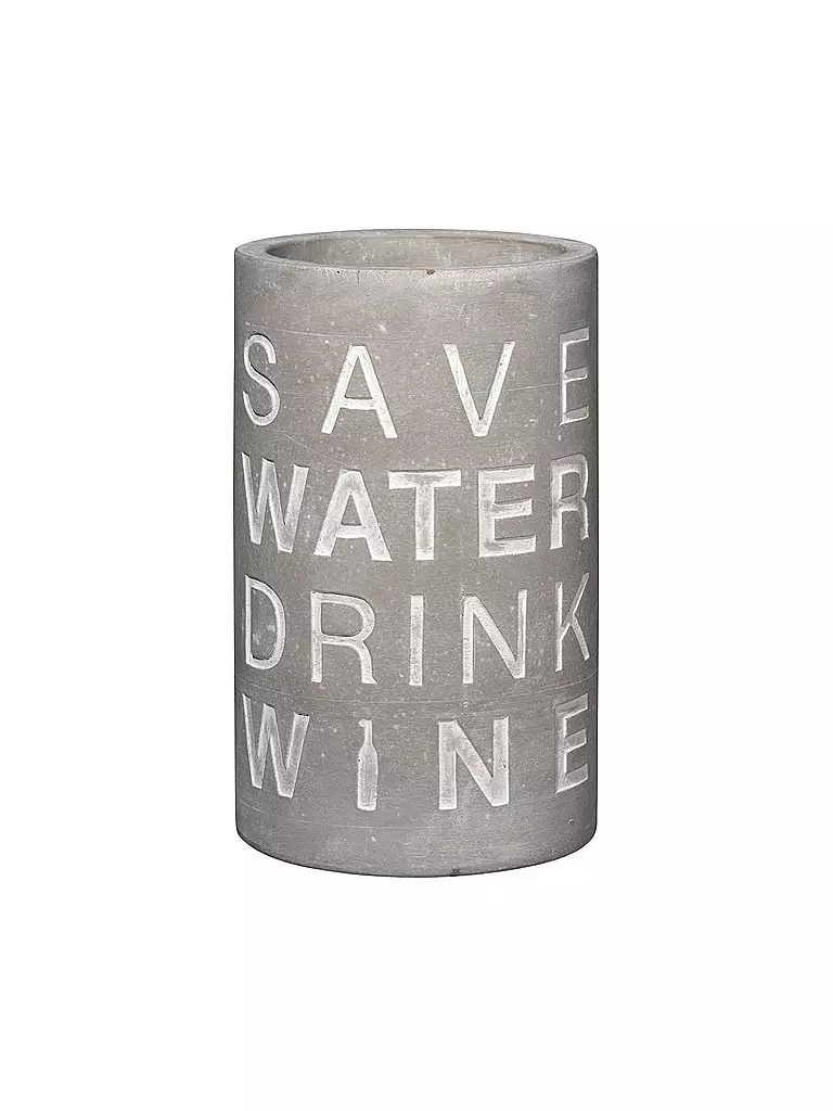 RAEDER | Refroidisseur de bouteille en béton 21cm "Save Water - Drink Wine" | grau