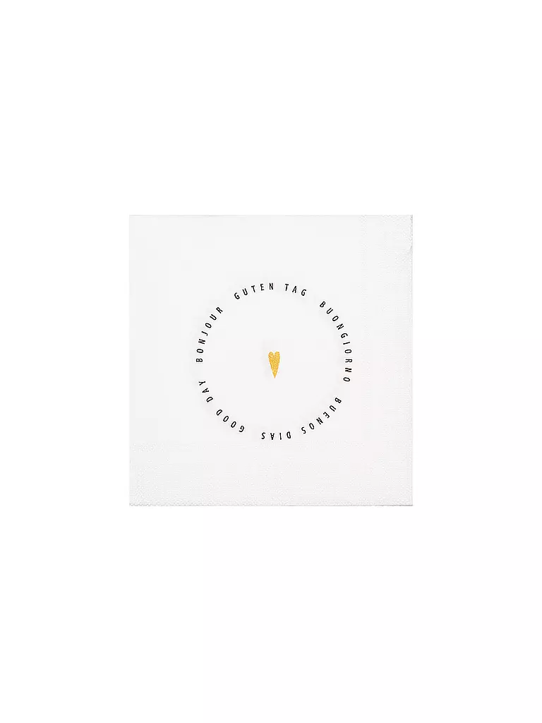 RAEDER | Serviettes de cocktail 25x25cm GUTEN TAG HERZ | Blanc