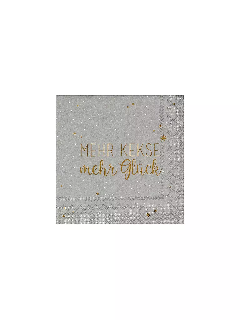 RAEDER | Serviettes de Noël 25x25cm PLUS DE BISCUITS PLUS DE BONHEUR | hellgrau