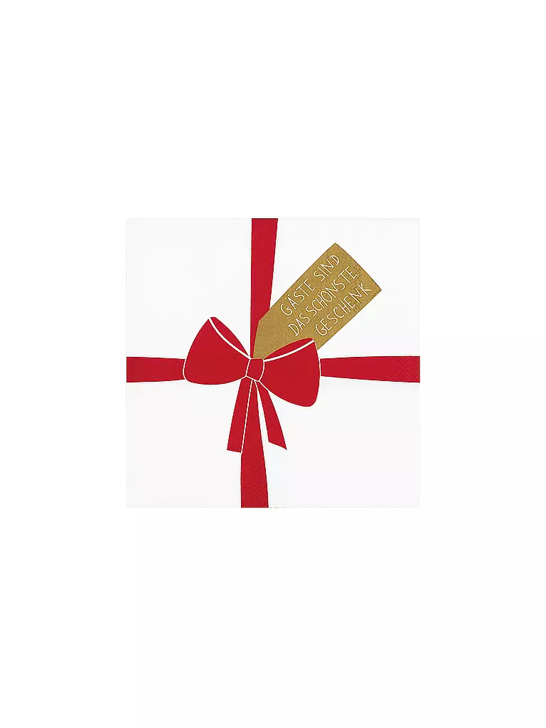 RAEDER | Serviettes de Noël 33x33cm LES INVITÉS SONT LE PLUS BEAU | weiss