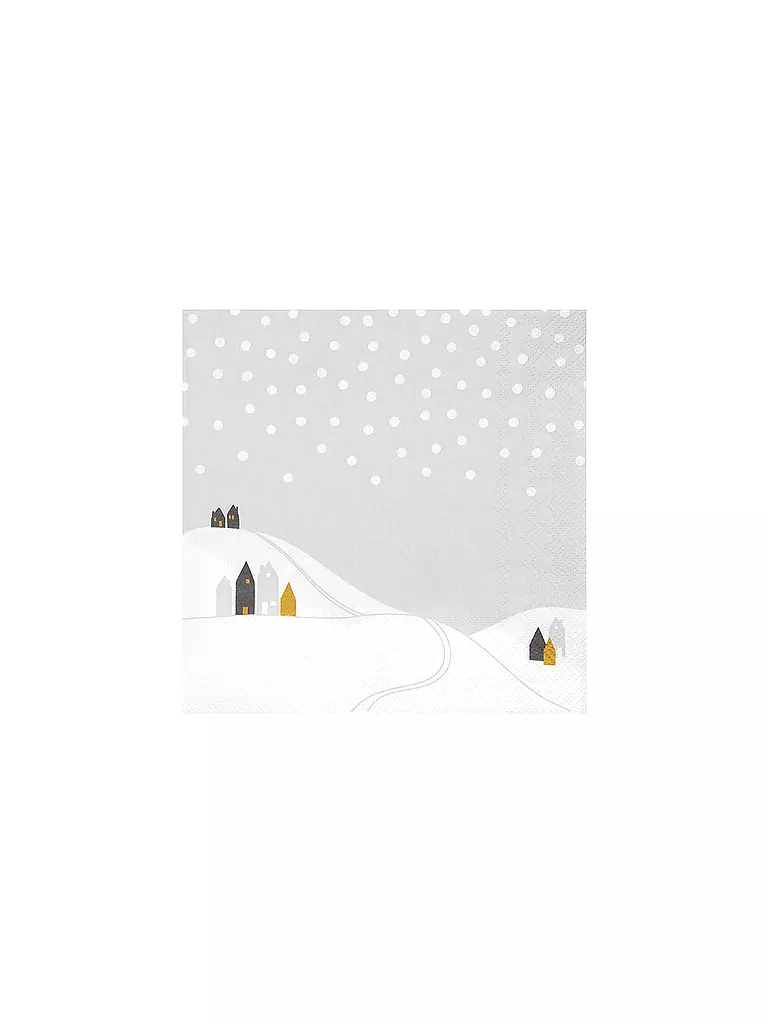 RAEDER | Serviettes de Noël 33x33cm PAYSAGE ENNEIGÉ | Gris clair