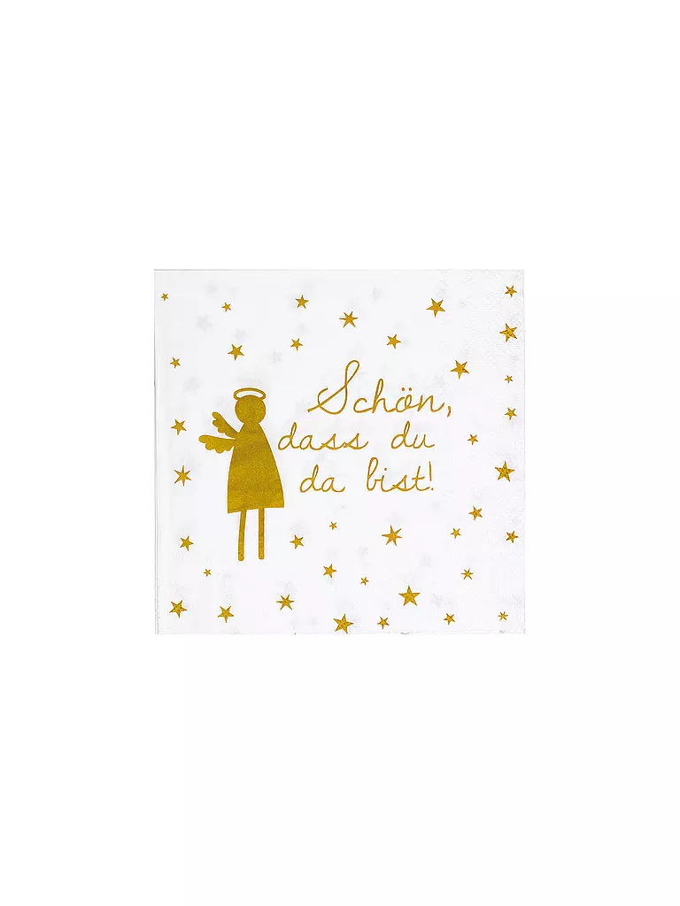 RAEDER | Serviettes de Noël 33x33cm RAVI DE VOUS AVOIR ICI | gold