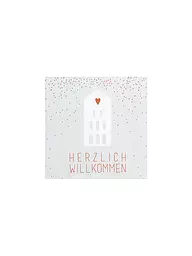 RAEDER | Serviettes de table 33x33cm HERZLICH WILLKOMMEN | Gris clair