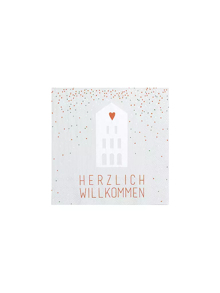 RAEDER | Serviettes de table 33x33cm HERZLICH WILLKOMMEN | hellgrau