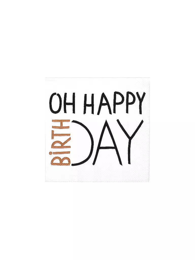 RAEDER | Serviettes de table 33x33cm OH HAPPY BIRTHDAY | weiss