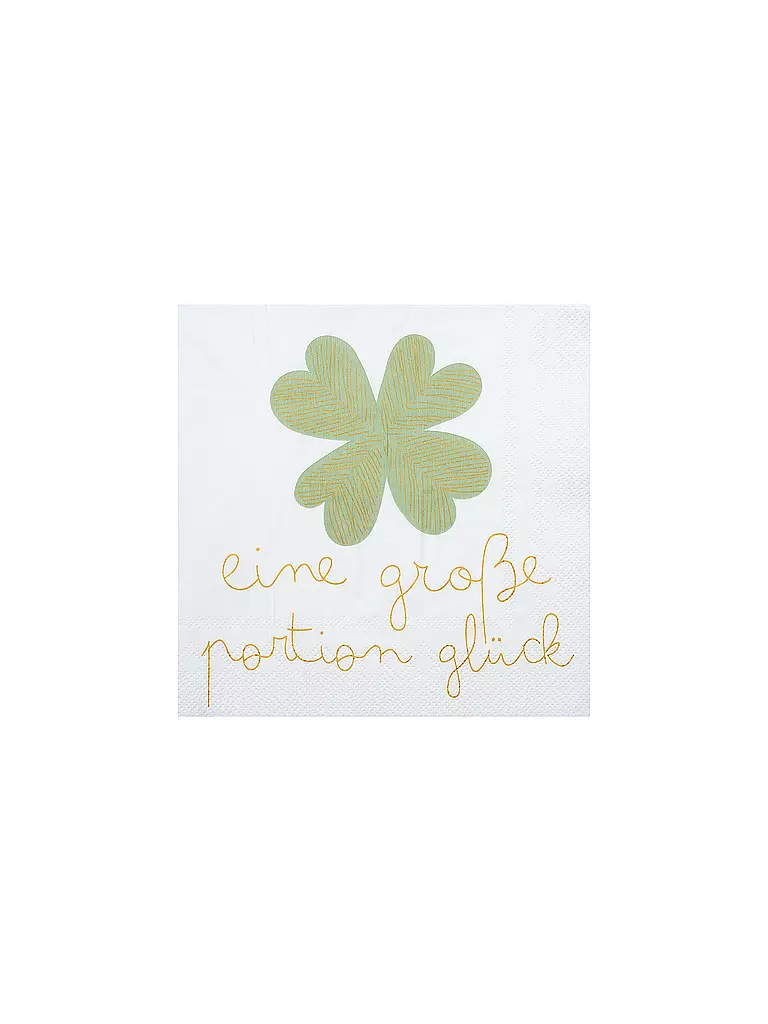 RAEDER | Serviettes de table 33x33cm UNE GRANDE PORTION DE BONHEUR | Blanc