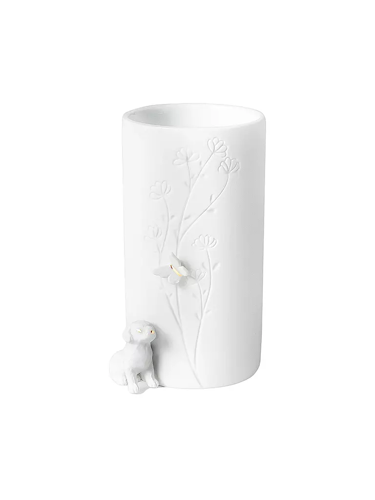 RAEDER | Vase 9x13cm CHIEN ASSIS Blanc | weiss