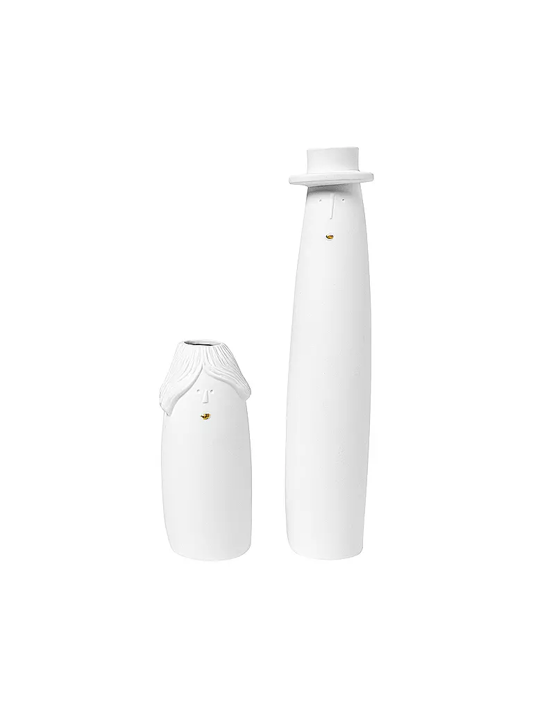 RAEDER | Vases, lot de 2, LIENS FAMILIAUX, 5 x 24 cm, Papi et Mamie, Blanc | weiss
