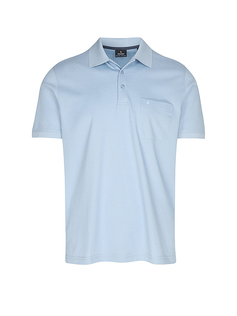 Ragman Polo BUTTON bleu clair M