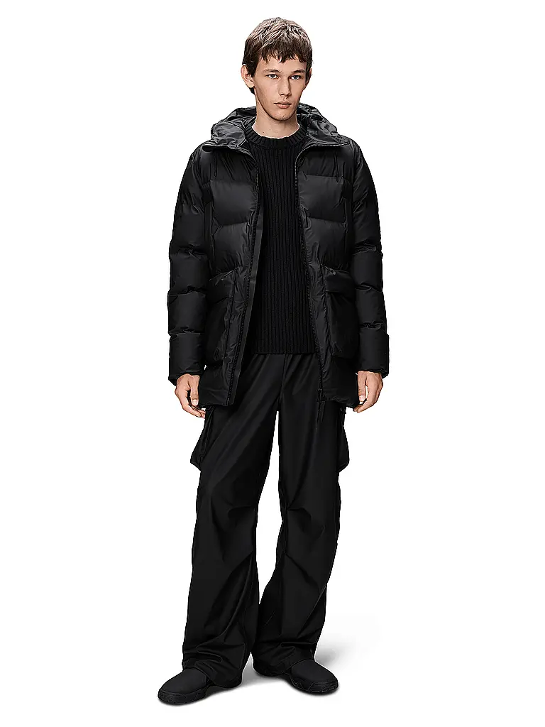 RAINS | Parka ALTA LONG PUFFER CARGO J | schwarz
