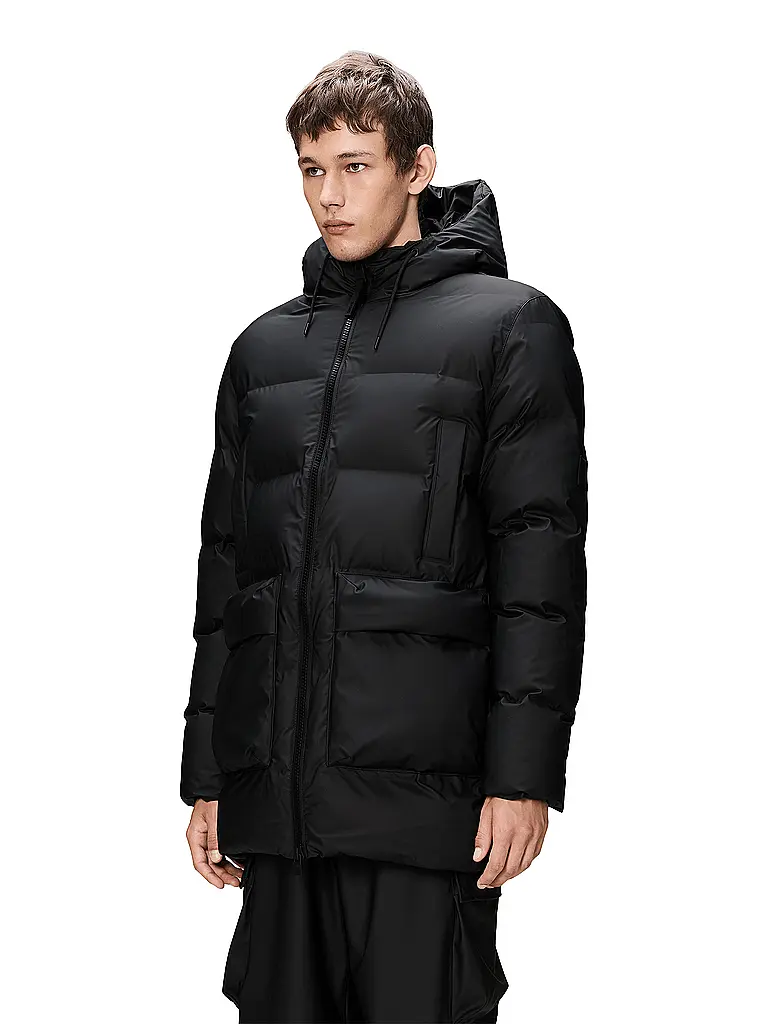 RAINS | Parka ALTA LONG PUFFER CARGO J | schwarz