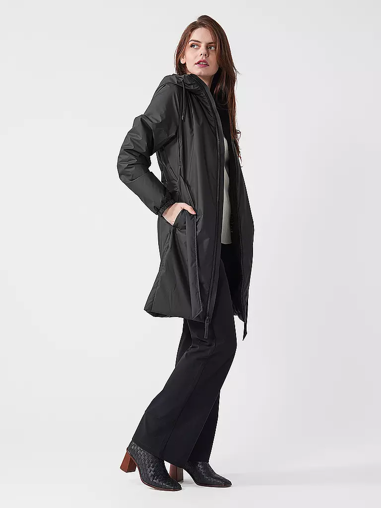 RAINS | Regenjacke LOHJA LONG INSULTED CURVED JACKET  | Noir