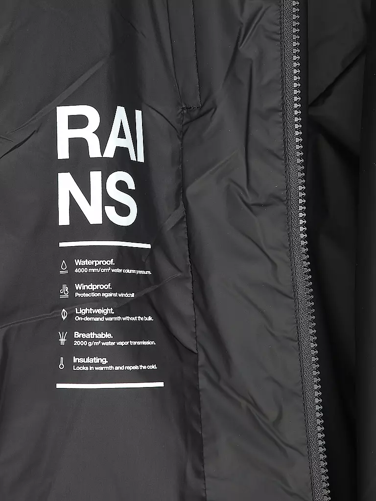 RAINS | Regenjacke LOHJA LONG INSULTED CURVED JACKET  | Noir