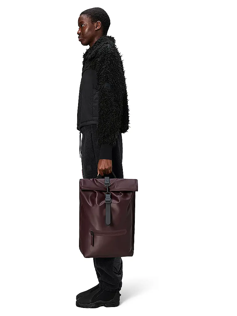 RAINS | Rucksack ROLLTOP | Rouge foncé
